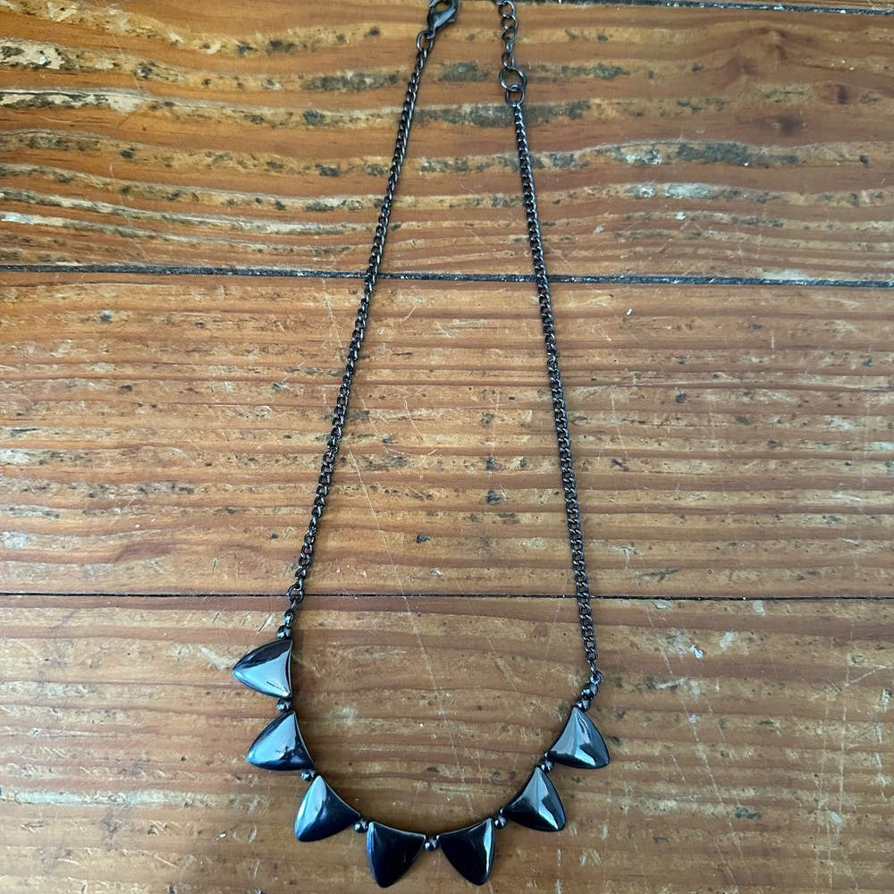 Gunmetal Triangle Necklace- NWOT- Estate Piece